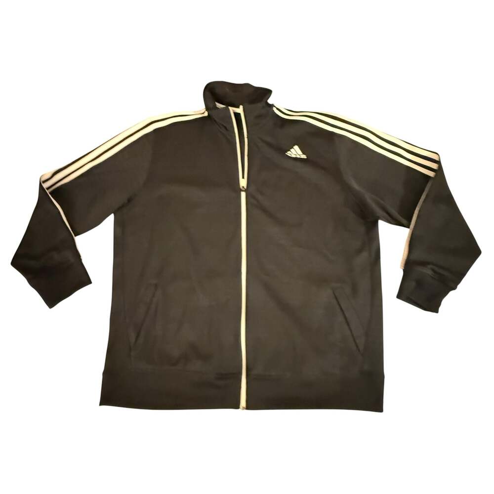 Adidas Climalite Full Zip Track Jacket Black with White Stripes 2XL